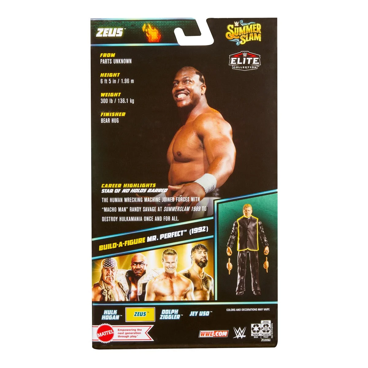 WWE Mattel Elite Actionfigur SummerSlam Zeus – Mit Zubehör & Mr. Perfect Build-A-Figure Parts
